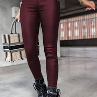 WW | Jingle High Rise Knopf Faux Leder Leggings