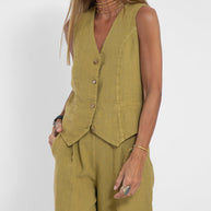 WW | Damen Elegantes 2-teiliges Leinenset