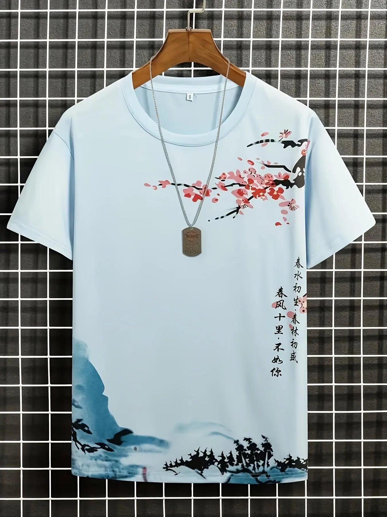 WW | Herren T-shirt Blumen Und Wellen Design