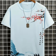WW | Herren T-shirt Blumen Und Wellen Design