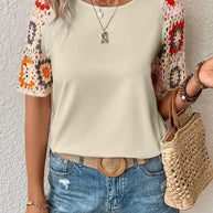 WW | Florales Häkel-T-Shirt für Damen Leicht & Luftig