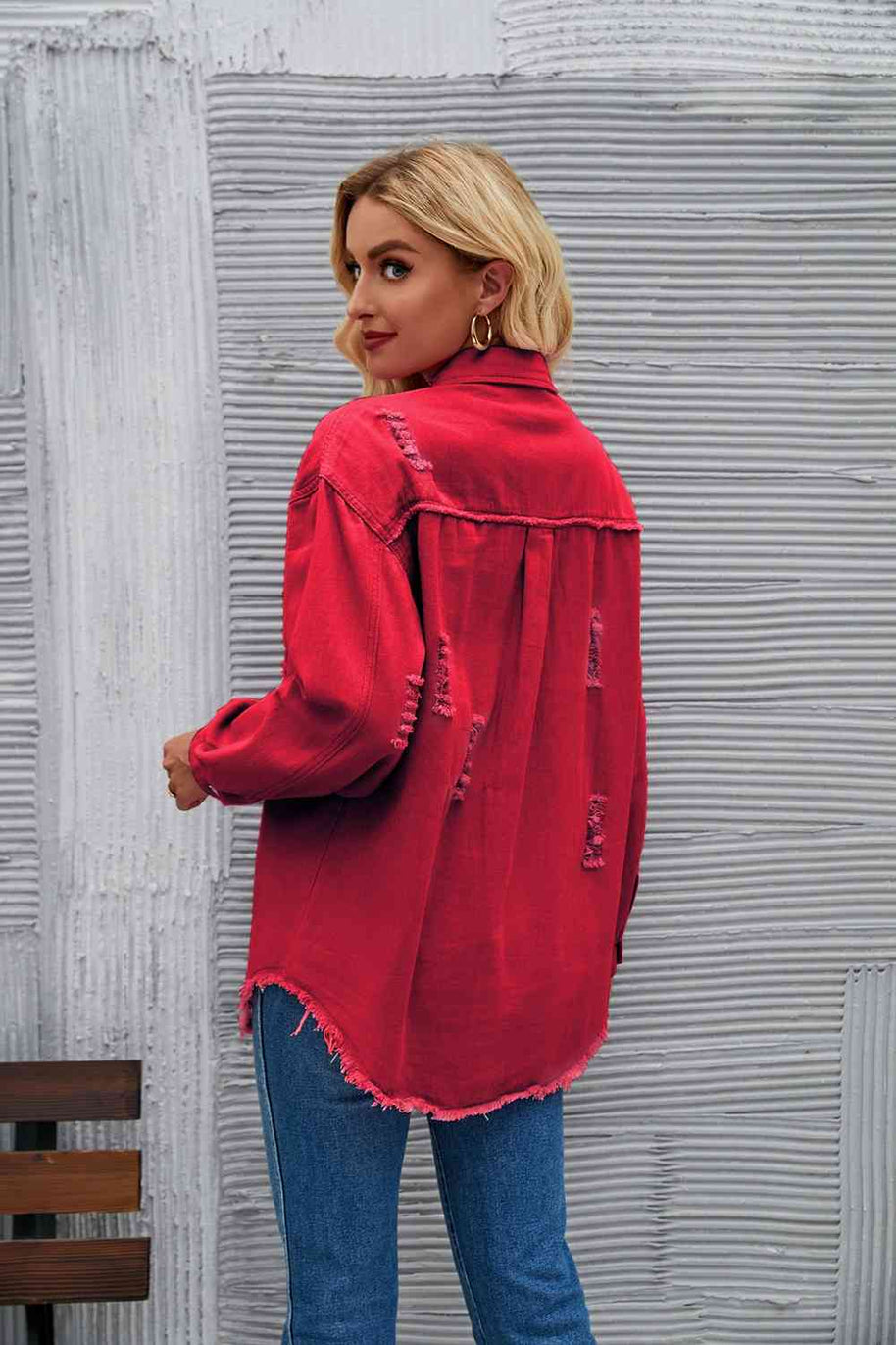 WW | Zerrissene Rohsaum-Denimjacke