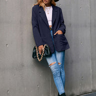 WW | Corduroy Langarm Longline Blazer mit Taschen