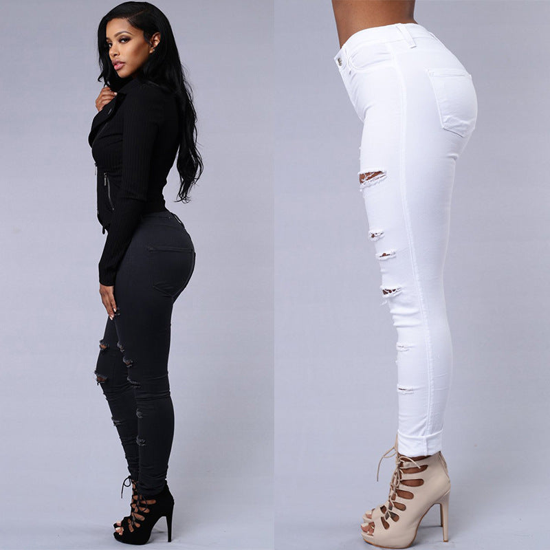 W&W Mode Skinny Damen Jeans - Hohe Taille, lässiger Bleistiftschnitt