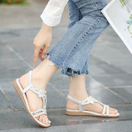 WW Flache Sandalen - Schick - Elastischer Knöchelriemen