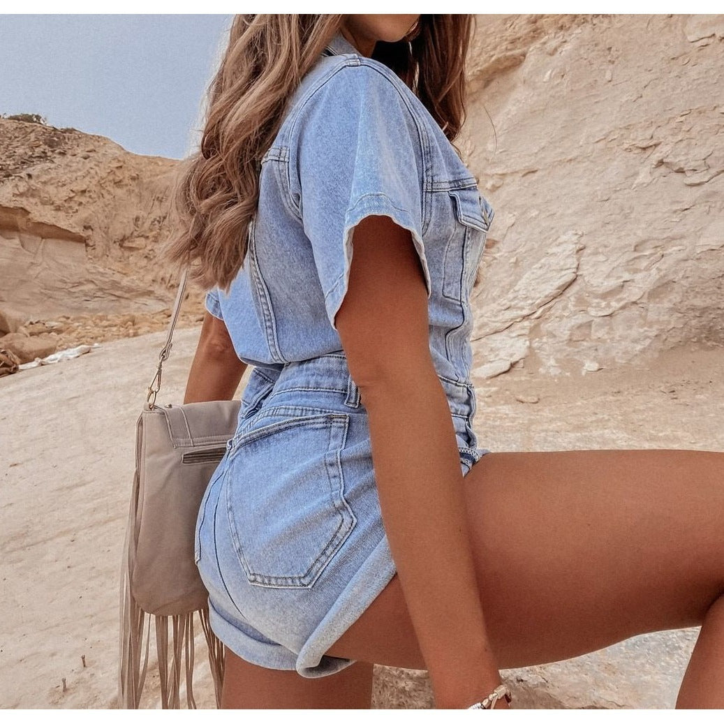 W&W Mode Retro-Denim-Jumpsuit