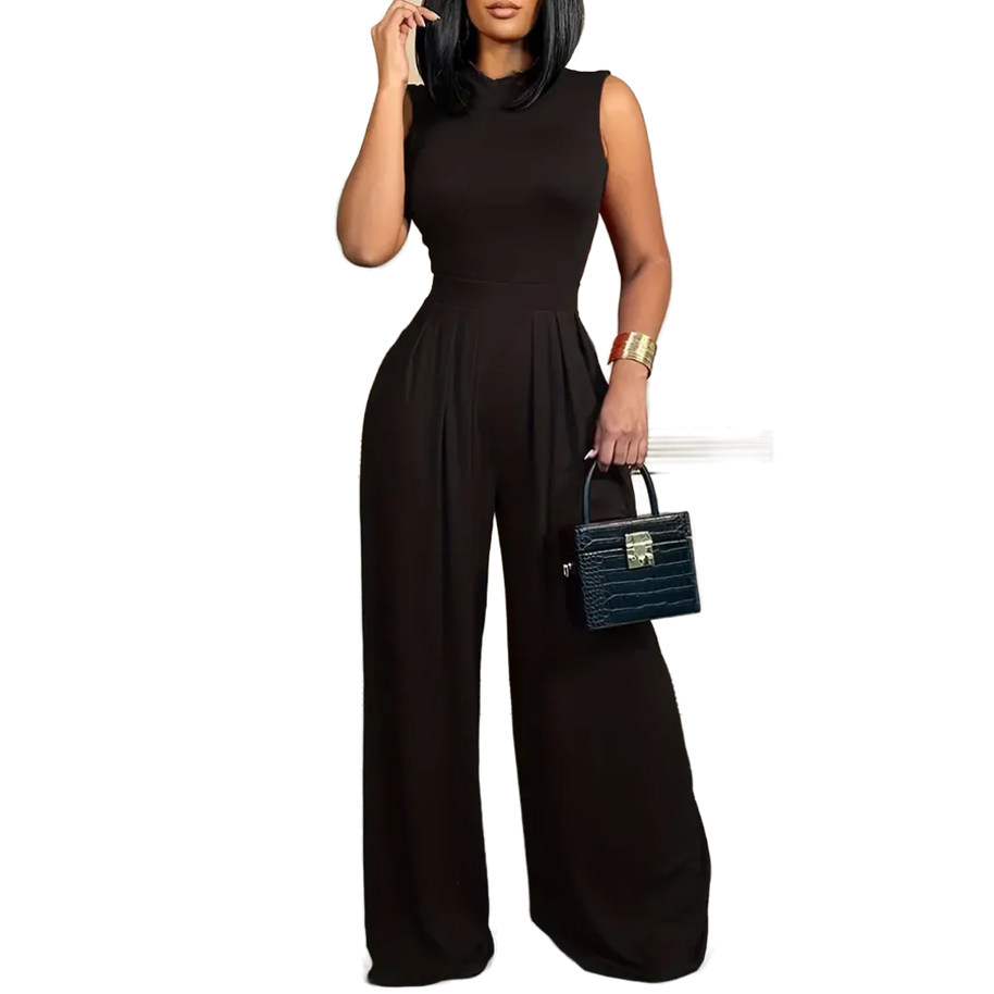 Ärmelloser Jumpsuit - Boho - Blumendruck Weites Bein