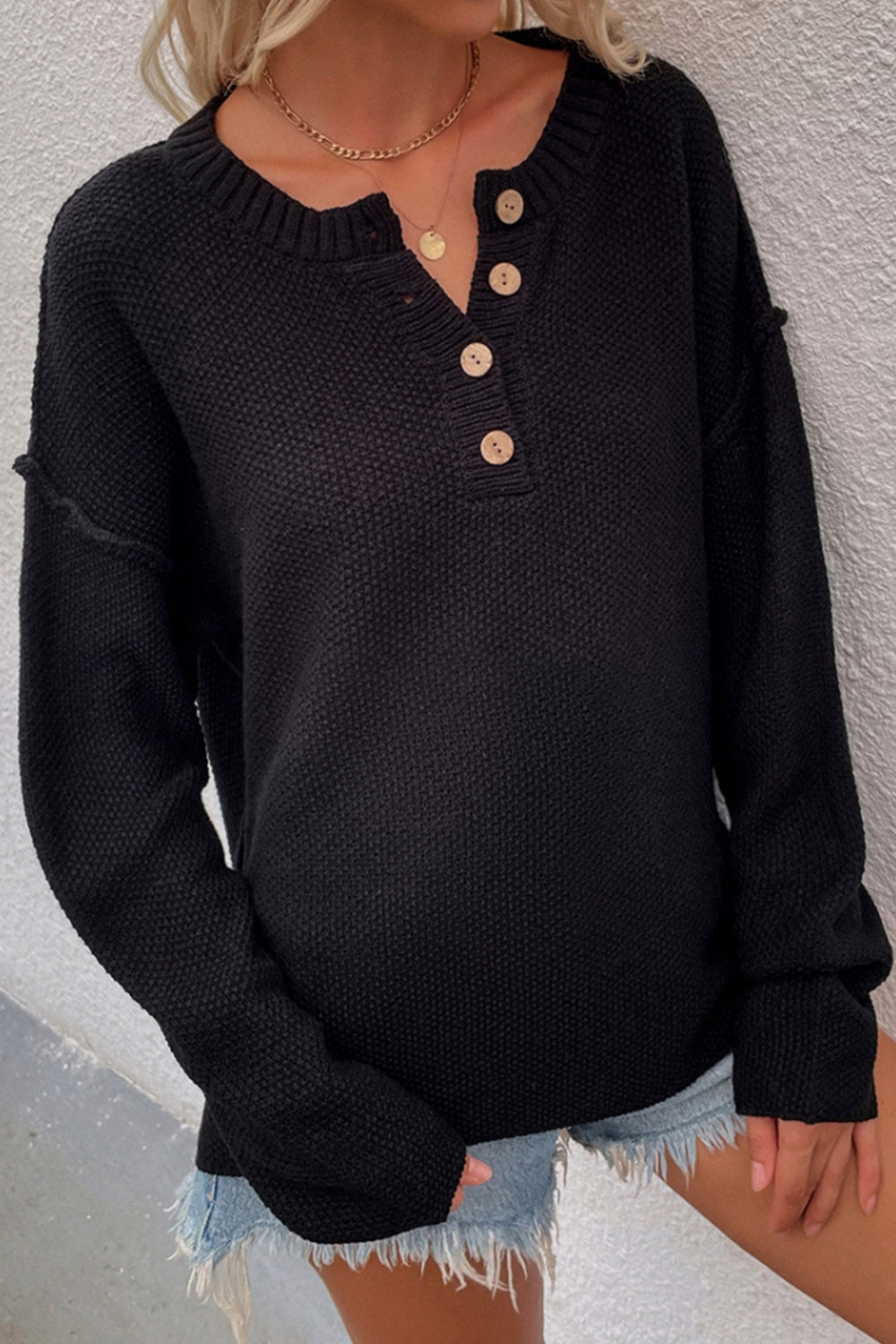 WW Solid Color Übergrößen V-Ausschnitt Pullover