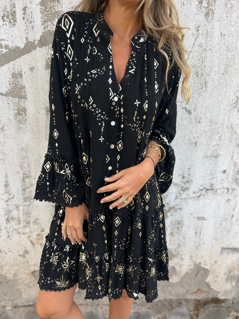 WW | Boho Metallic Hemdkleid