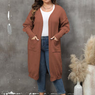 WW | Plus Size Langarm Taschen Cardigan