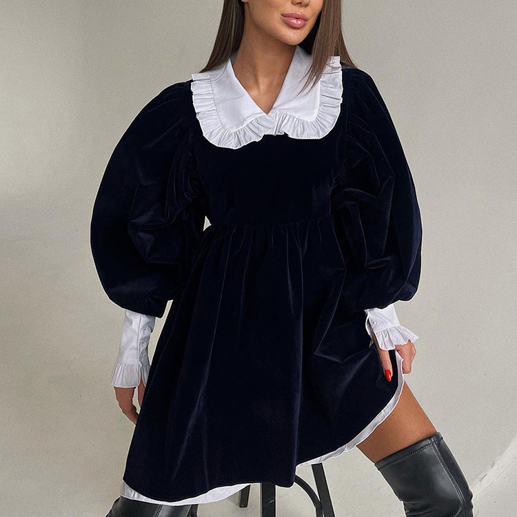 W&W Mode | Luxuriöse Französisch Stil Puppe Kragen Mode Kleid