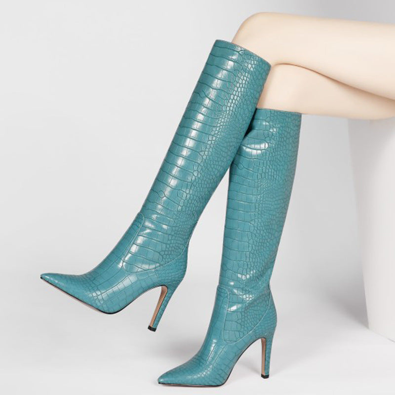 WW | Damen Spitze Zehe Stiletto Oberschenkelstiefel