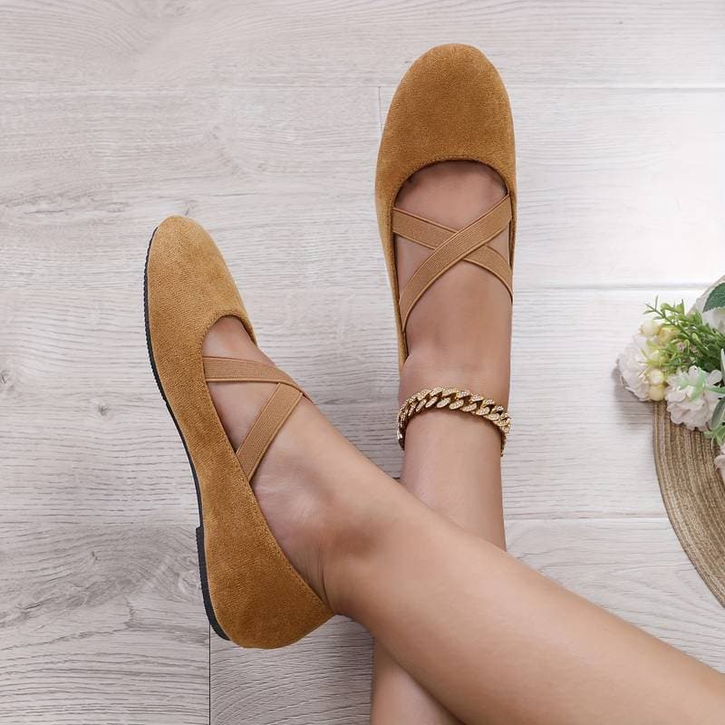 WW | Ballerina Schuhe Weicher Komfort Rundzehen Elastische Riemen Slip-On