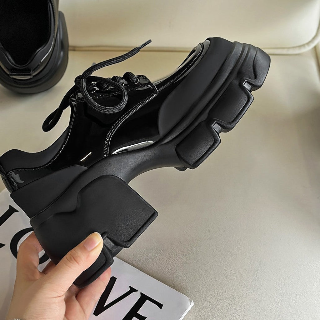WW | Natürliche Roll Dicke Sohle Höhenvergrößernde Lederschuhe