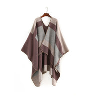 Damen eleganter Oversized-Poncho aus hochwertigem Material mit modernem Streifenmuster WW