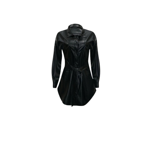 WW | Kunstleder-Hemdkleid mit Gürtel