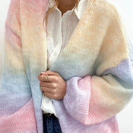WW | Gradient Offene Vorderseite Fallendes Schulter Cardigan
