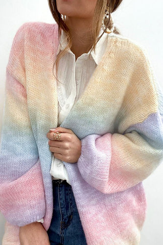 WW | Gradient Offene Vorderseite Fallendes Schulter Cardigan