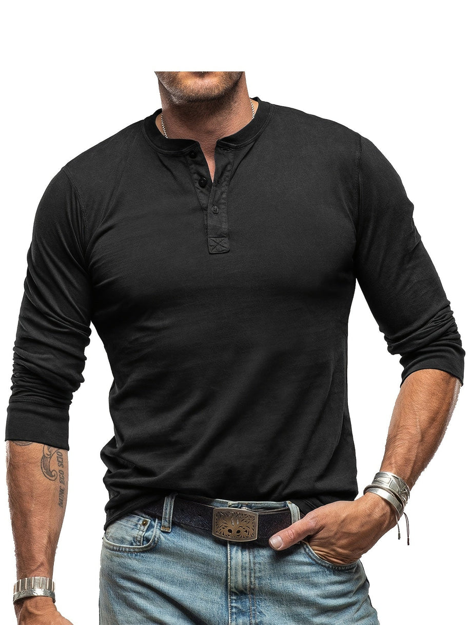 WW | Langarm Henley Hemd im Vintage Stil für Herren