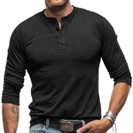 WW | Langarm Henley Hemd im Vintage Stil für Herren