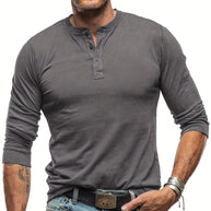 WW | Langarm Henley Hemd im Vintage Stil für Herren