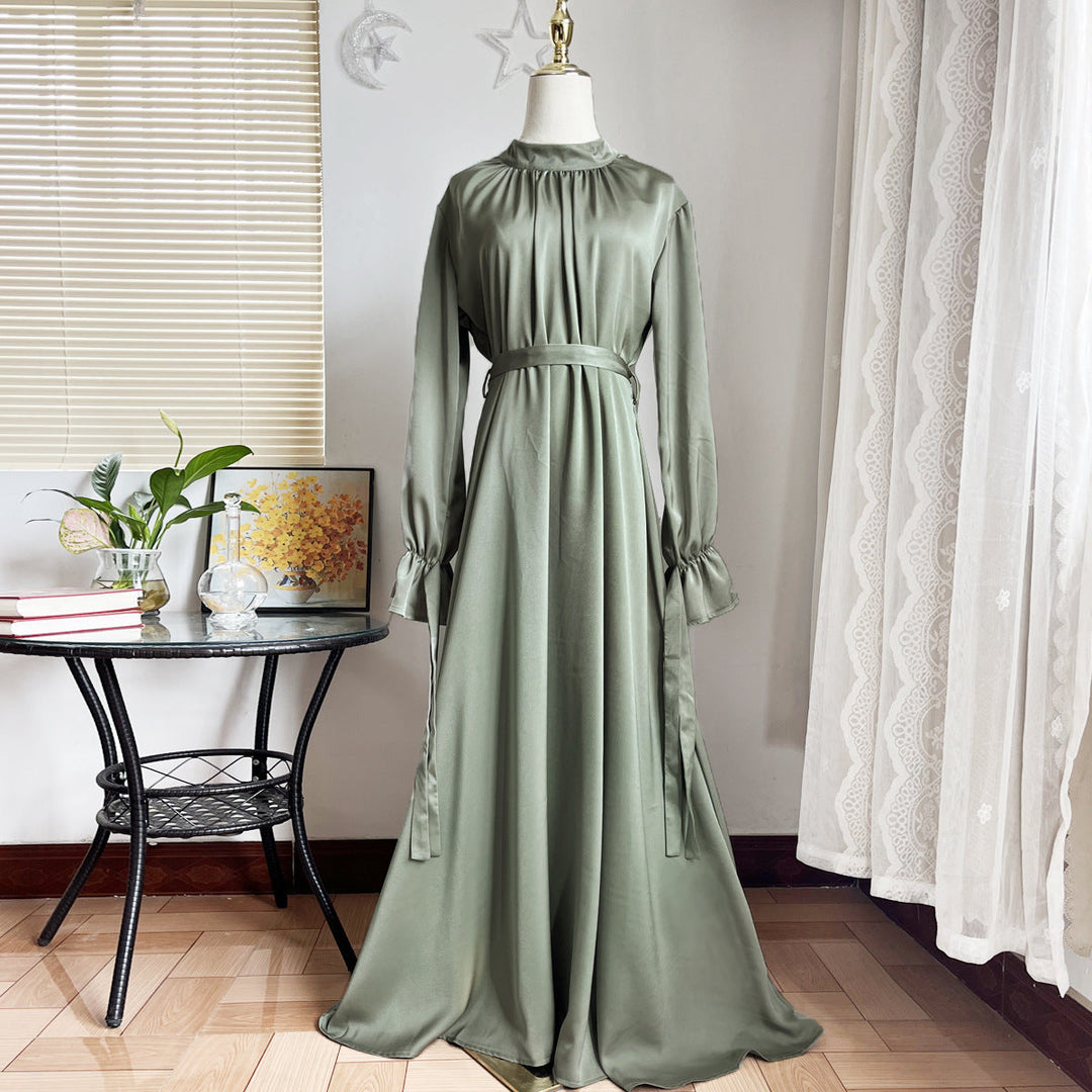 W&W Mode Elegant Satin Gebundenes Kleid