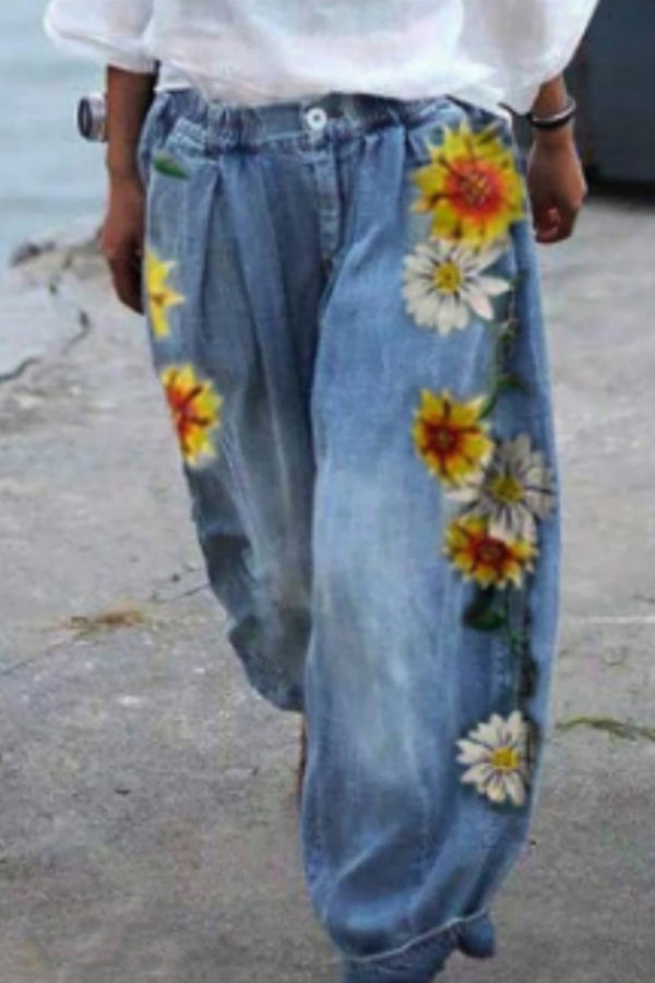 WW | Bohemian Floral Gedruckte Übergroße Harem-Hose