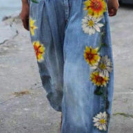 WW | Bohemian Floral Gedruckte Übergroße Harem-Hose