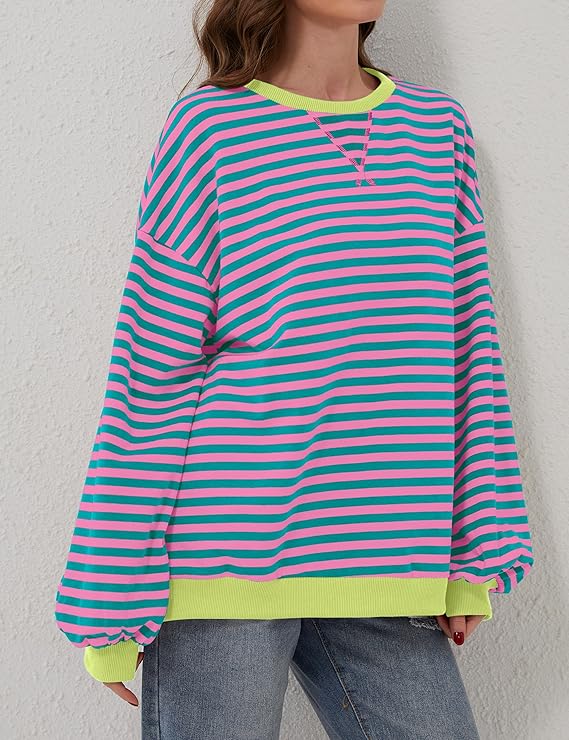 Übergroßer und gestreifter Pullover für Damen