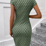 WW | Elegantes Kleid mit Rundhalsausschnitt und Allover-Print