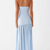 WW | Eden Patchwork Semi-Transparent Chiffon Strapless Maxi-Kleid