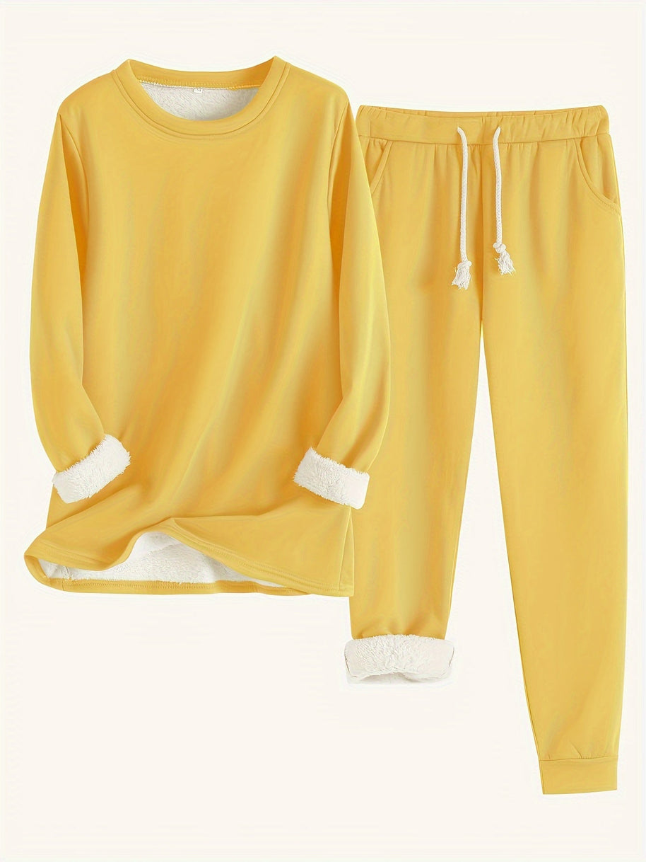 WW | Stilvolle Winter Casual Thermische Sweatshirt- und Jogginghose-Set für Frauen
