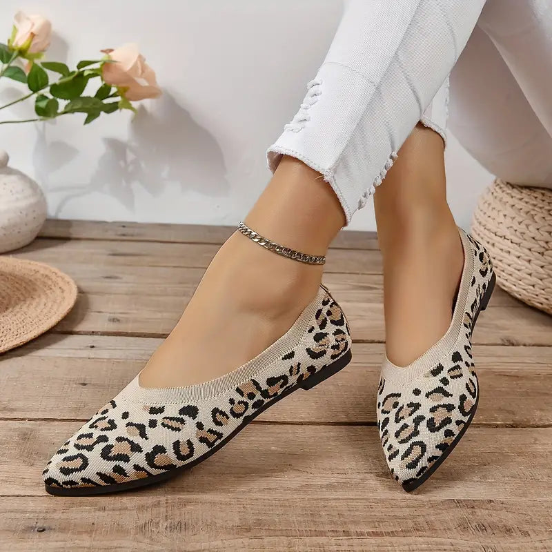 WW | Elegante Slip On Schuhe mit Leopardenmuster und Spitzem Zeh