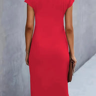 WW | Einfarbiges Rundhalskleid mit Rundhalsausschnitt