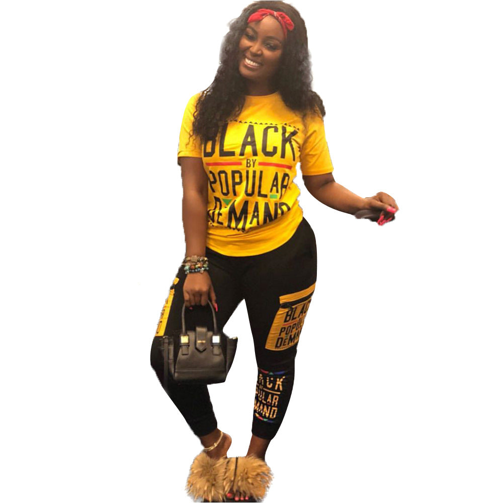 Damen Sportliches Set mit auffälligem Grafikdruck und bequemen Leggings WW