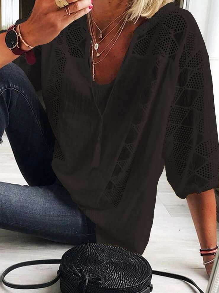 WW | Bohème Chic U Ausschnitt Spitzenbluse