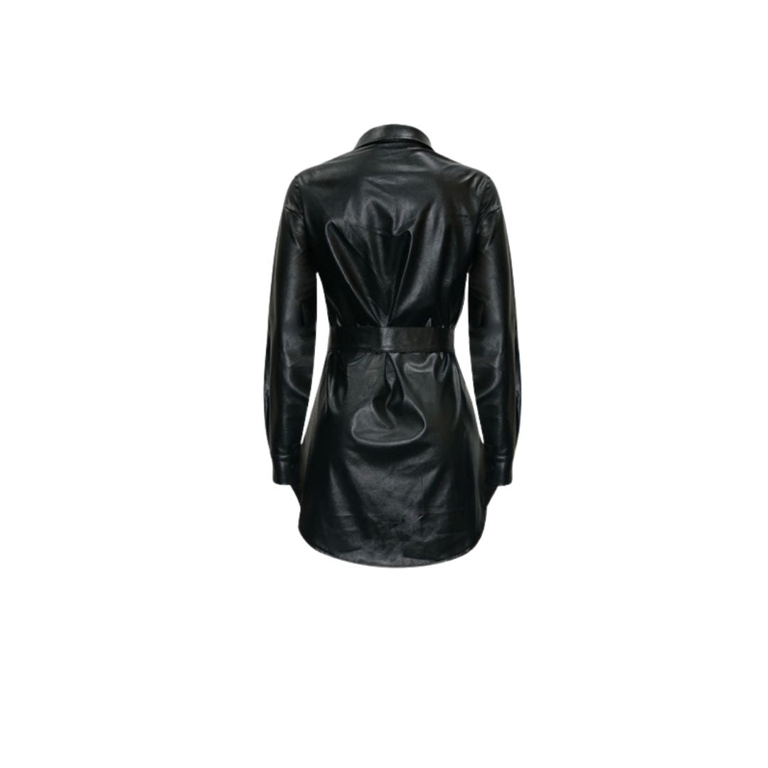 WW | Kunstleder-Hemdkleid mit Gürtel