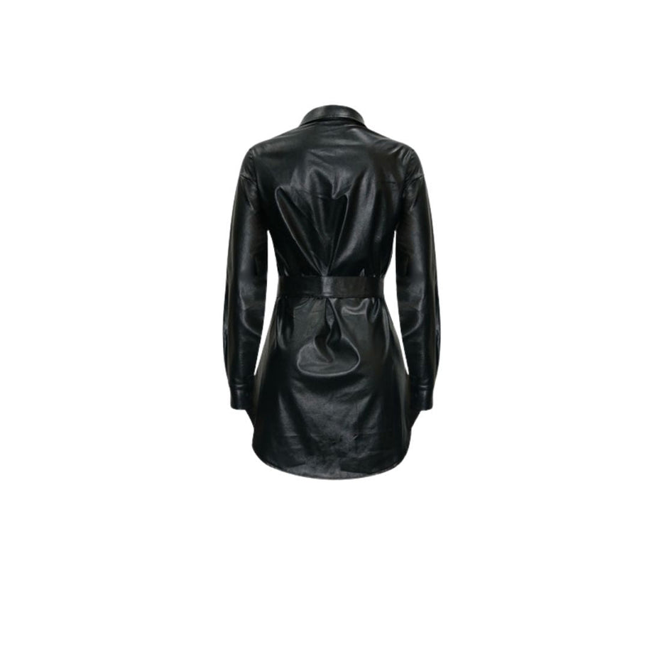 WW | Kunstleder-Hemdkleid mit Gürtel