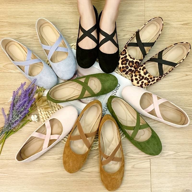 WW | Ballerina Schuhe Weicher Komfort Rundzehen Elastische Riemen Slip-On