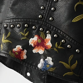 WW | Lederjacke mit Stickerei
