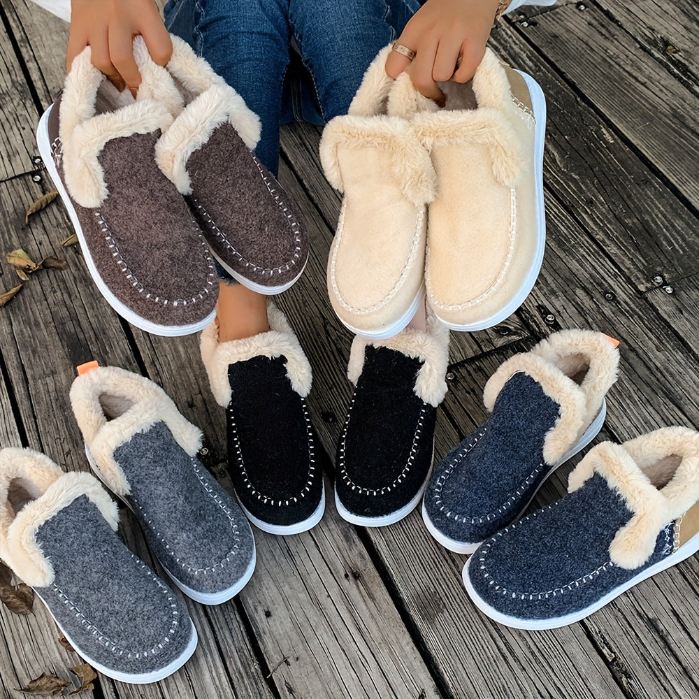 W&W Mode | Gemütliche Winterhausschuhe für Damen: Fleecefutter, PU-Sohle und weiche Stoffkonstruktion
