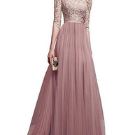 Damen Abendkleid mit Spitzenoberteil und fließendem Rock WW