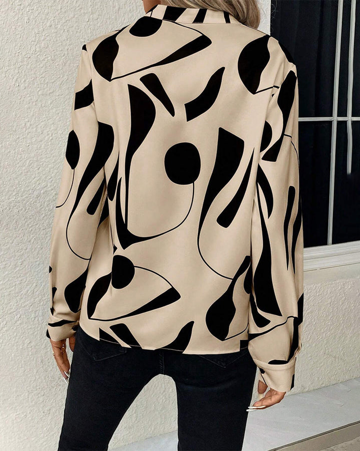 W&W Mode Blouse | Trendige stylische Bluse mit Luxusmotiv mit langen Ärmeln