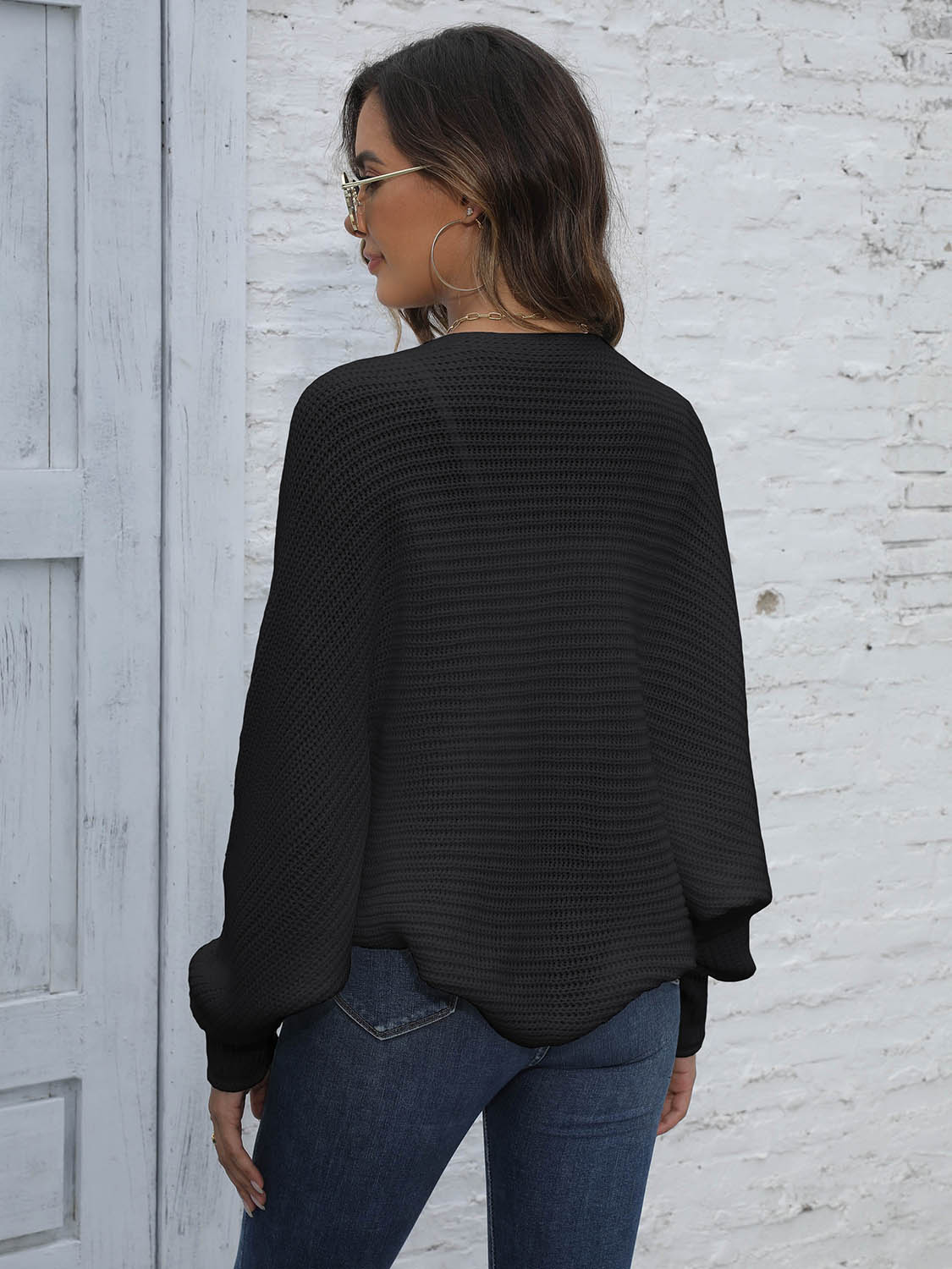 WW | Bat Sleeve Offenes Front Kurzes Cardigan