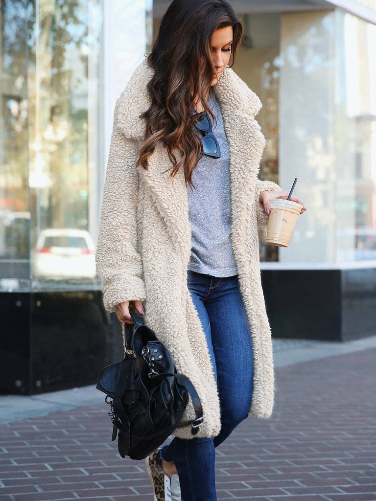 WW | Frauen Fluffy Lange Jacke Oberbekleidung