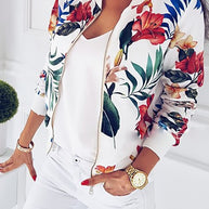 Damen Bomberjacke mit floralem Druck und elastischen Bündchen WW