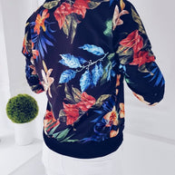 Damen Bomberjacke mit floralem Druck und elastischen Bündchen WW