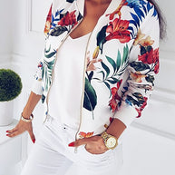 Damen Bomberjacke mit floralem Druck und elastischen Bündchen WW