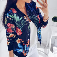Damen Bomberjacke mit floralem Druck und elastischen Bündchen WW