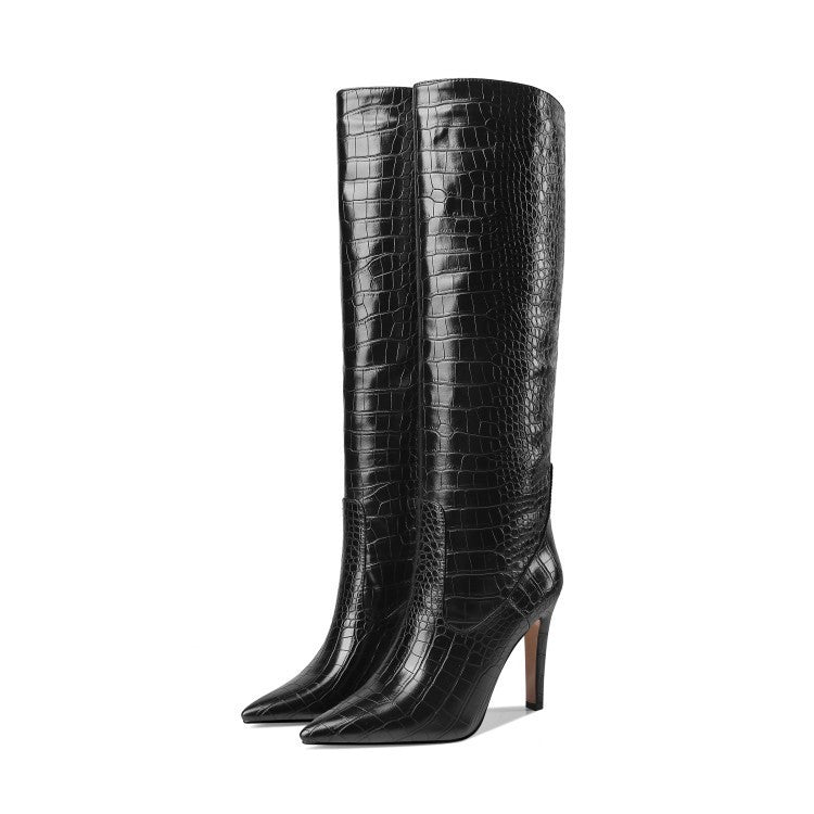 WW | Damen Spitze Zehe Stiletto Oberschenkelstiefel